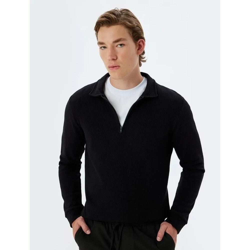 Polo Yaka Sweatshirt Yarım Fermuar