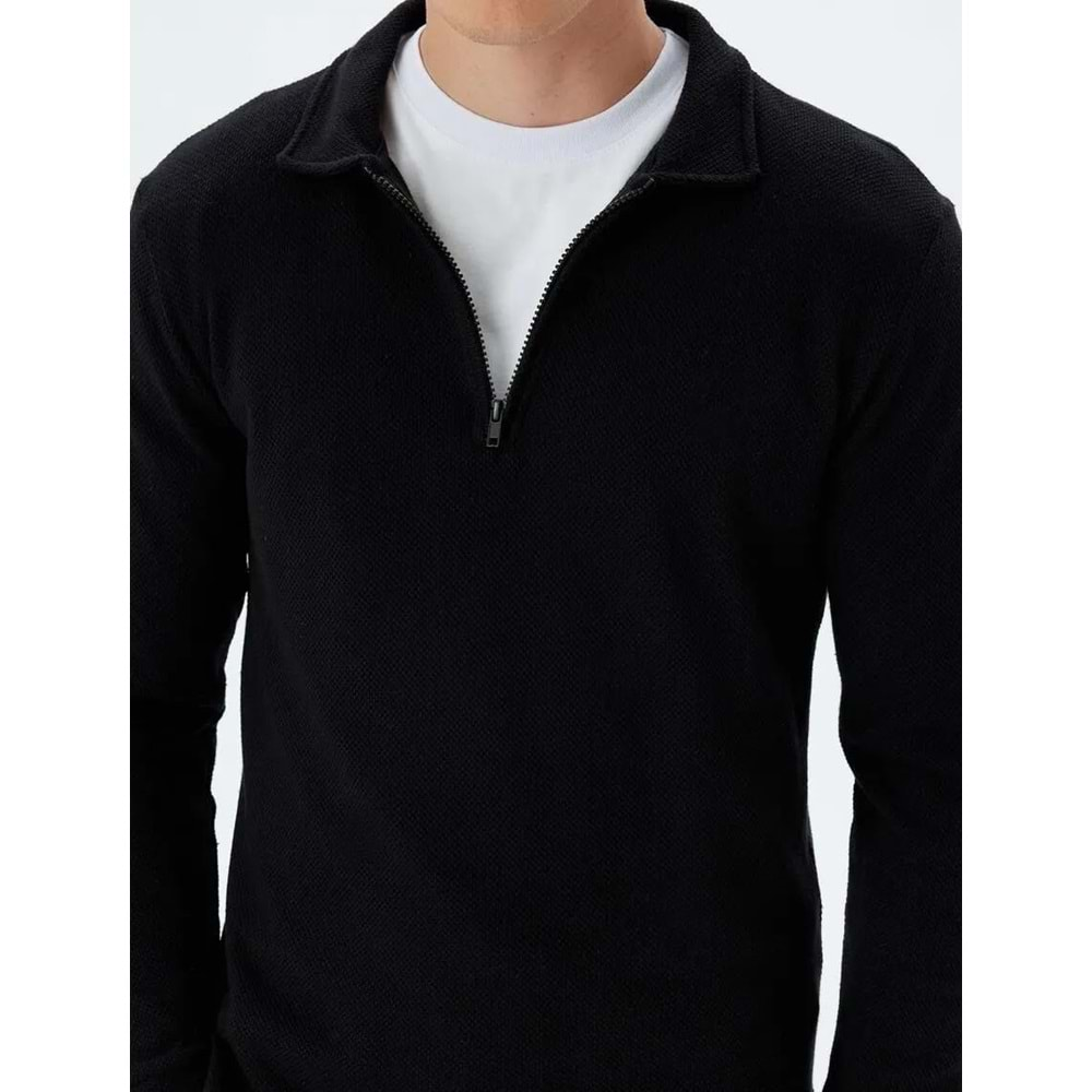 Polo Yaka Sweatshirt Yarım Fermuar