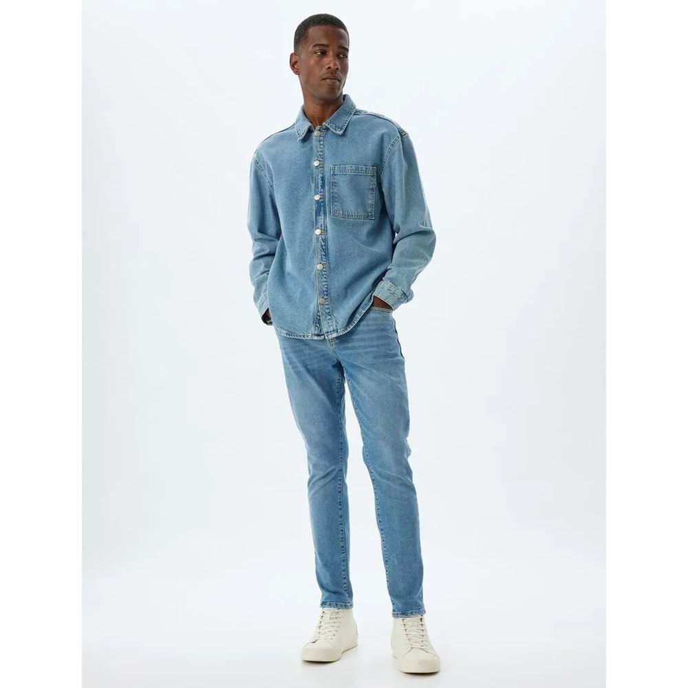 Skinny Fit Kot Pantolon - Michael Jean - KOTON - 5WAM40017ND - AÇIK İNDİGO - 36/32