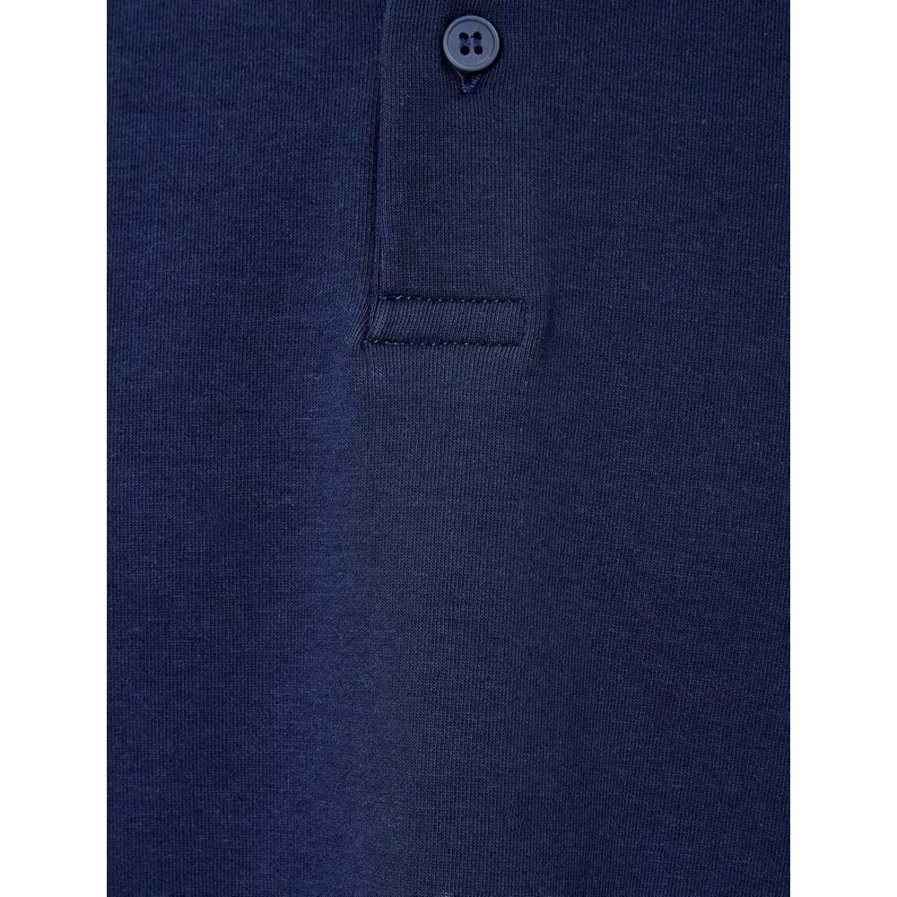 Polo Yaka Sweatshirt Düğmeli Pamuklu - KOTON - 5WAM70091MK - LACİVERT - S