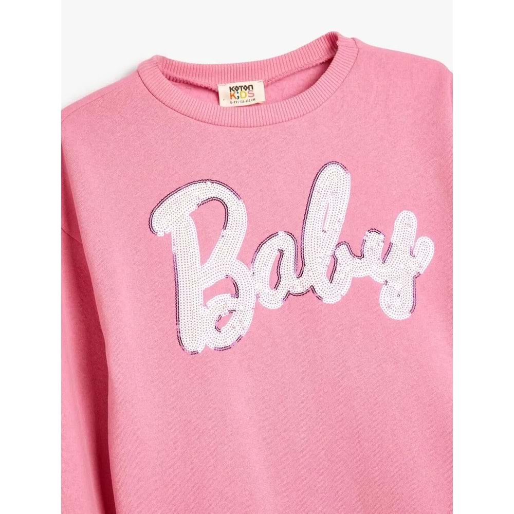Kız Çocuk Oversize Sweatshirt - KOTON - 5WKG10228AK - PEMBE - 11-12 YAŞ