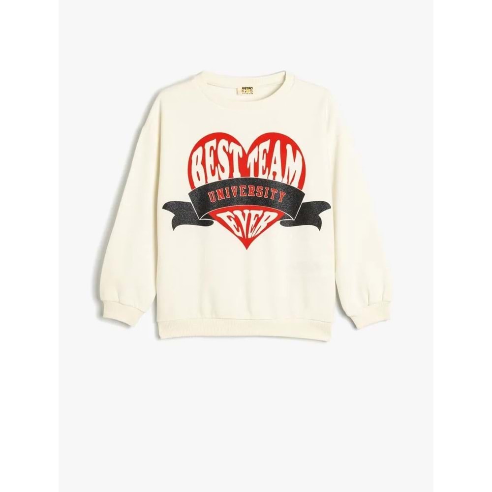 Kız Çocuk Kapşonlu Sweatshirt - KOTON - 5WKG10268AK - EKRU - 11-12 YAŞ