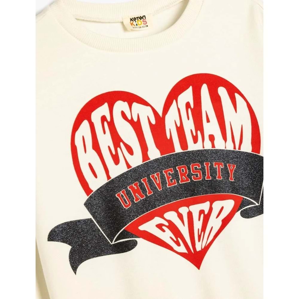 Kız Çocuk Kapşonlu Sweatshirt - KOTON - 5WKG10268AK - EKRU - 11-12 YAŞ