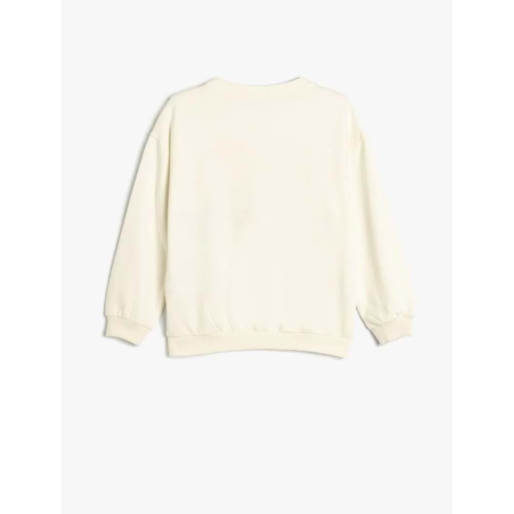 Kız Çocuk Kapşonlu Sweatshirt - KOTON - 5WKG10268AK - EKRU - 4-5 YAŞ