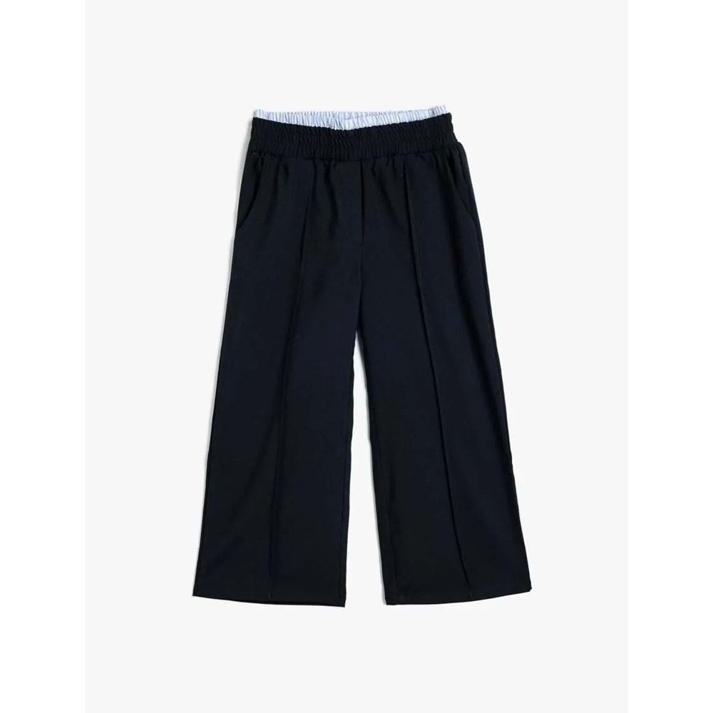 Kız Çocuk Basic Bol Paça Pantolon - KOTON - 5WKG40039AW - LACİVERT - 6-7 YAŞ