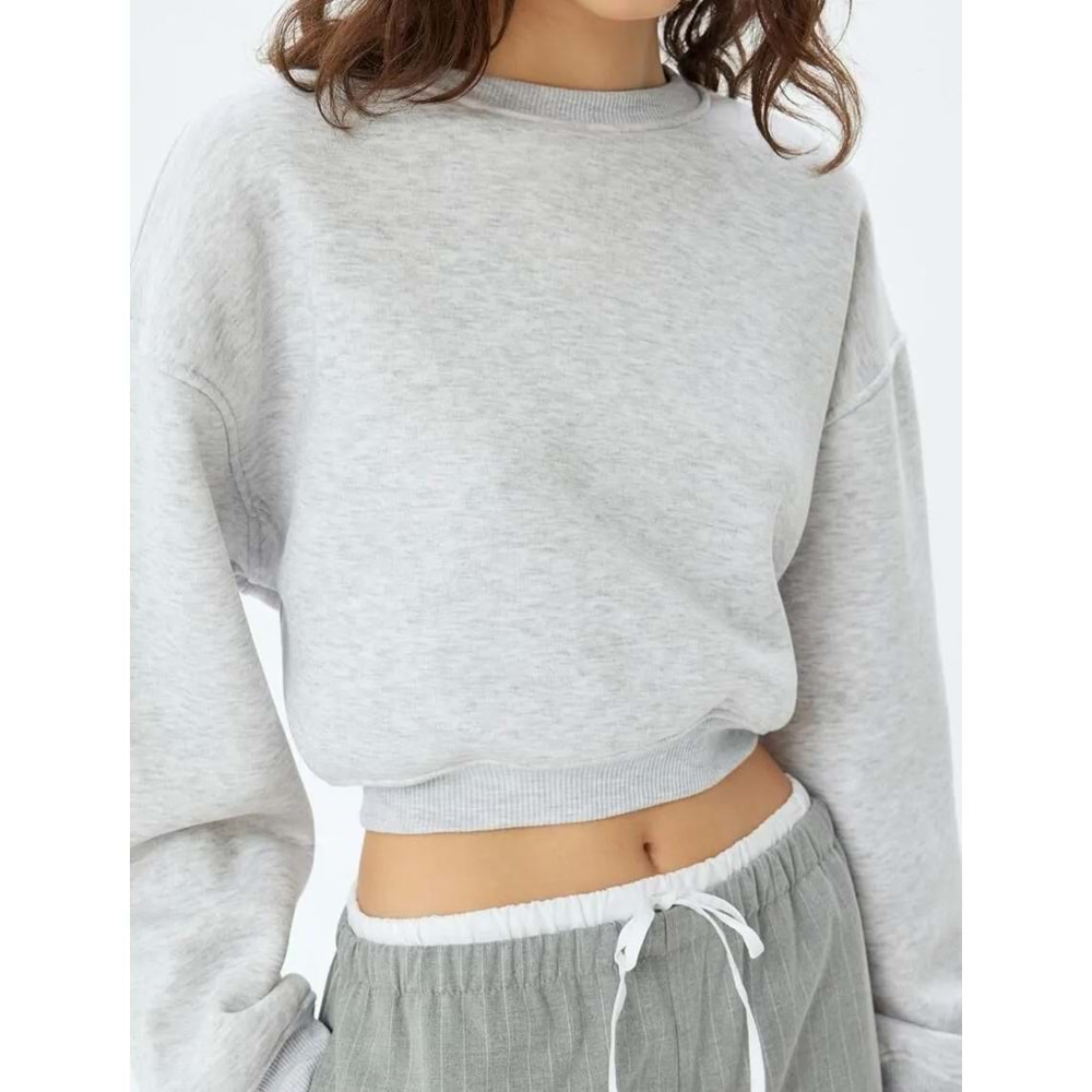 Basic Crop Sweatshirt Bisiklet Yaka 5WAK10051EK