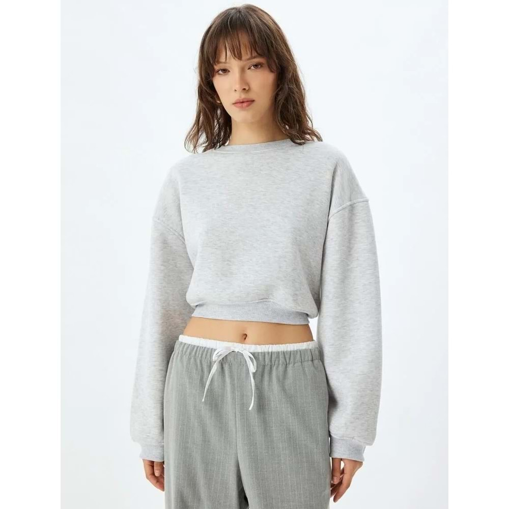 Basic Crop Sweatshirt Bisiklet Yaka 5WAK10051EK