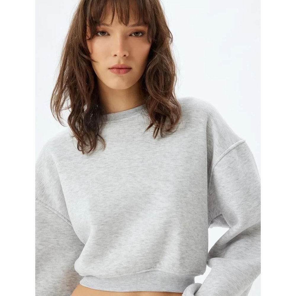 Basic Crop Sweatshirt Bisiklet Yaka 5WAK10051EK