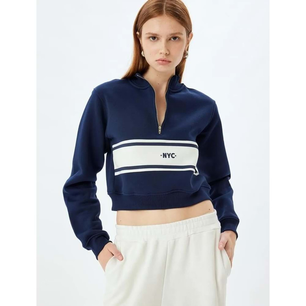 Crop Sweatshirt Yarım Fermuar Detaylı 5WAK10052EK