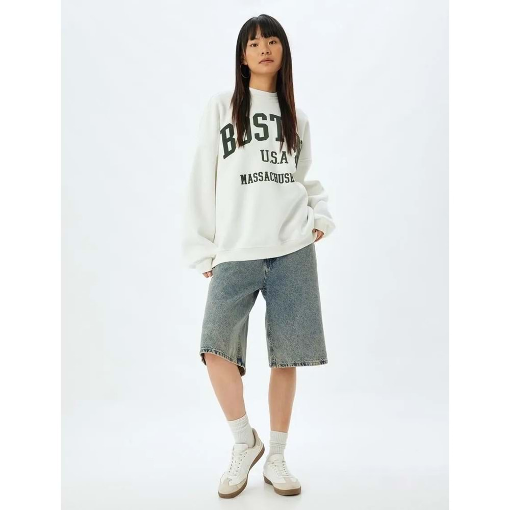 Oversize Sweatshirt Bisiklet Yaka 5WAL10170IK