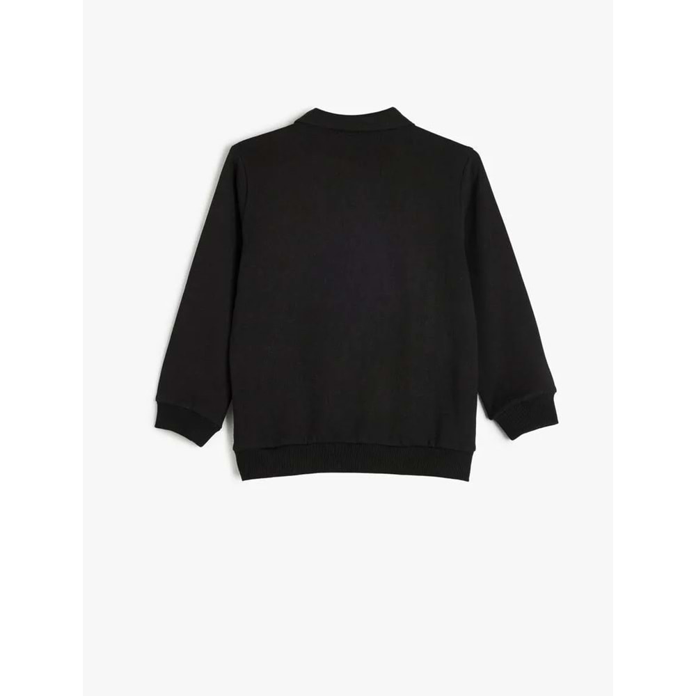 Erkek Çocuk Polo Yaka Sweatshirt - KOTON - 5WKB10386TK - SİYAH - 7-8 YAŞ