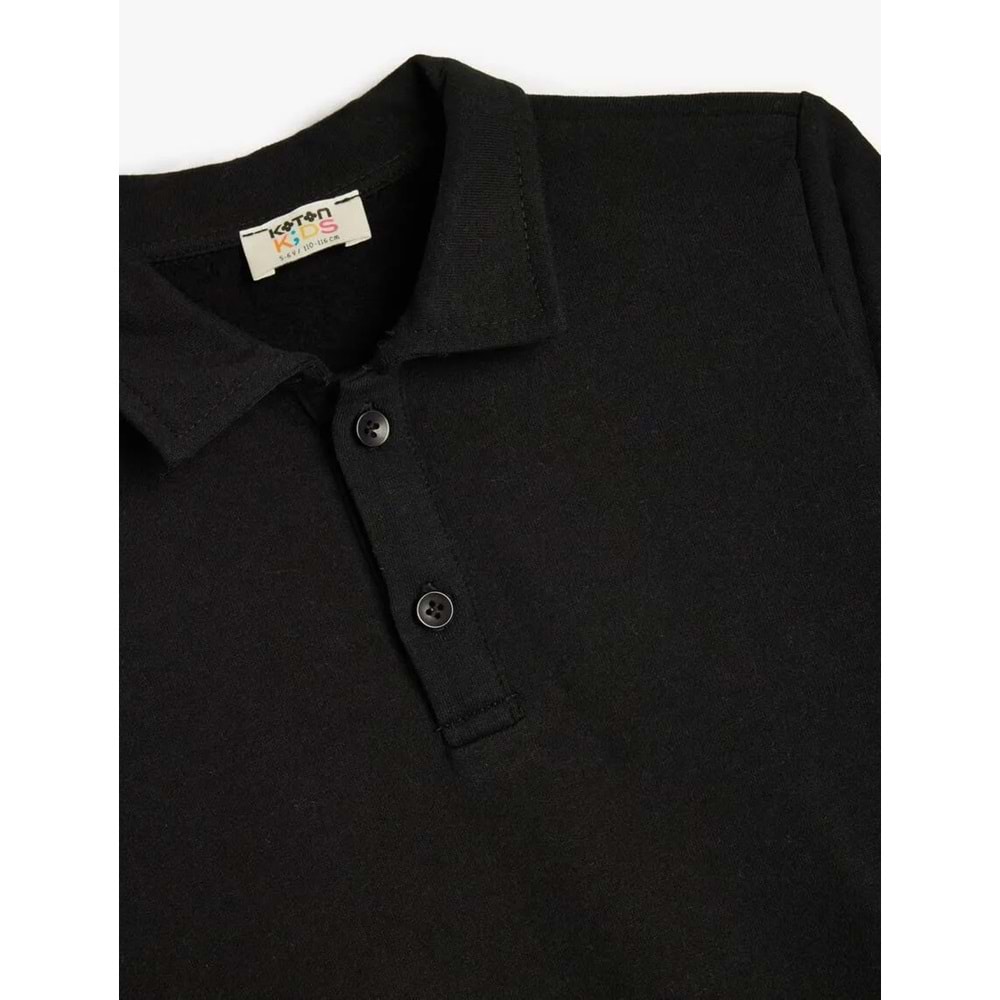 Erkek Çocuk Polo Yaka Sweatshirt - KOTON - 5WKB10386TK - SİYAH - 7-8 YAŞ