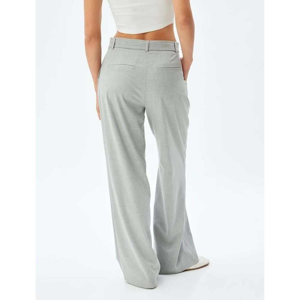 Kemerli Kumaş Pantolon Düz Paça Cepli - KOTON - 5WAK40017PW - GRİ - 42