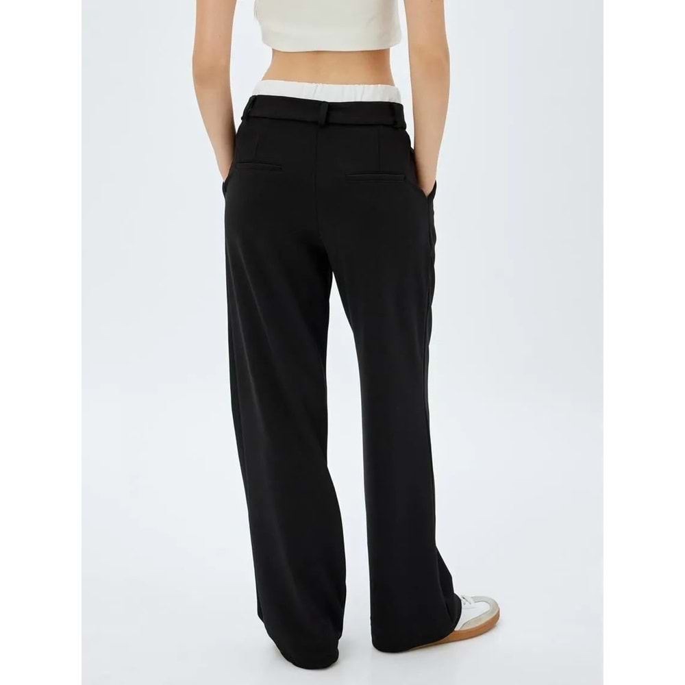 Bol Paça Pantolon Çift Bel Detaylı - KOTON - 5WAK40038EK - SİYAH - M