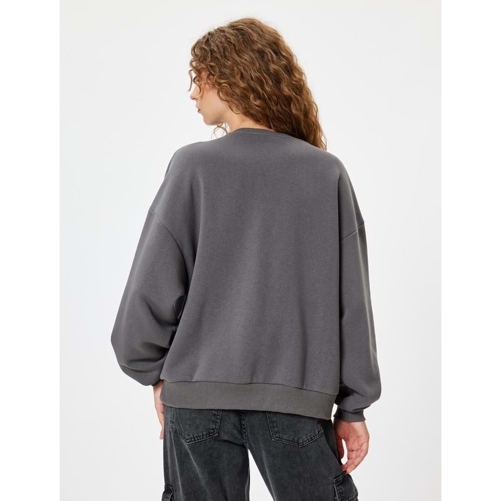 Oversize Sweatshirt Kelebek Baskılı - KOTON - 5WAL10164IK - ANTRASİT - M