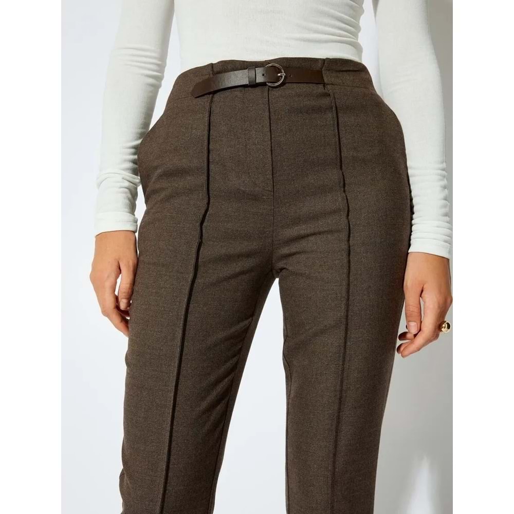 Kadın Giyim Nervürlü Kumaş Pantolon Cigarette Form 5WAK40127UW - KOTON - 5WAK40127UW - KAHVERENGİ - 34