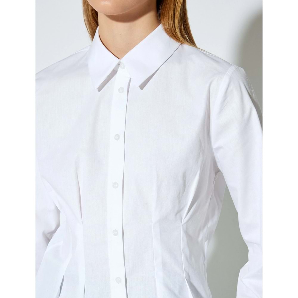 Kadın Giyim Poplin Gömlek Önden Çift Pens Detaylı Pamuklu 5WAK60157UW - KOTON - 5WAK60157UW - BEYAZ - 36