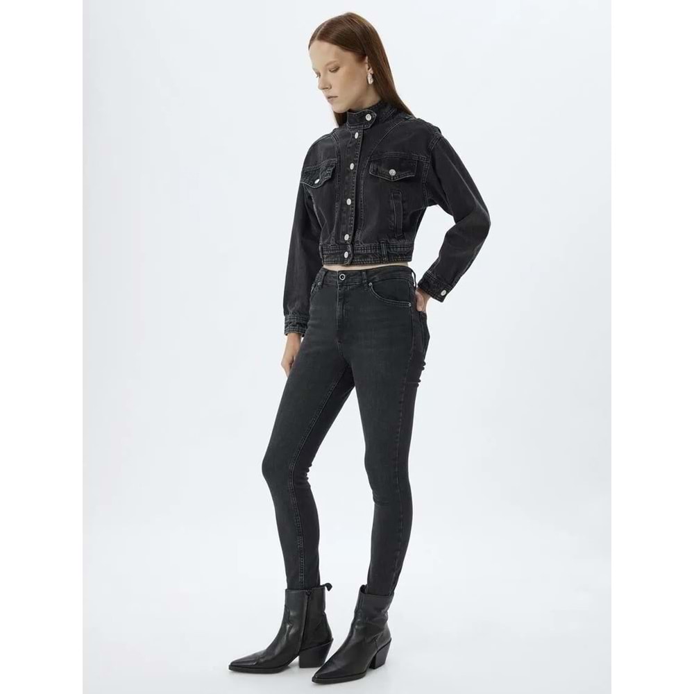 Kadın Giyim Yüksek Bel Kot Pantolon Dar Paça Push Up - Skinny Push Up Fit Jean 5WAL40052MD - KOTON - 5WAL40052MD - SİYAH - 26/32