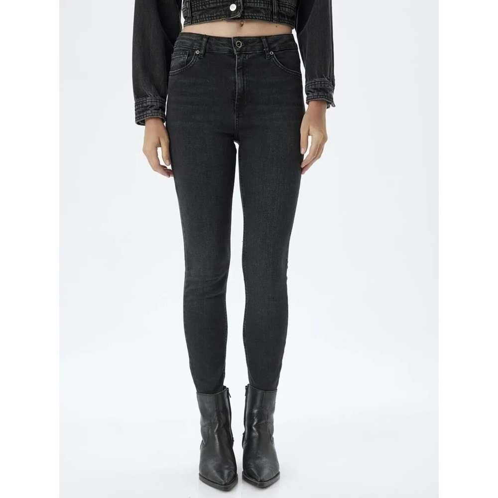 Kadın Giyim Yüksek Bel Kot Pantolon Dar Paça Push Up - Skinny Push Up Fit Jean 5WAL40052MD - KOTON - 5WAL40052MD - SİYAH - 26/32