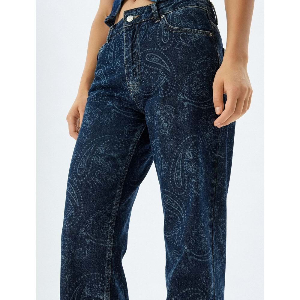 Kadın Giyim Desenli Düz Paça Kot Pantolon - Nora Longer Straight Jeans 5WAL40127MD