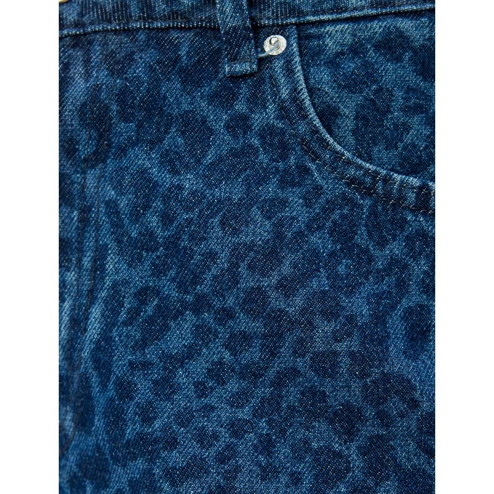 Kadın Giyim Kot Pantolon Leopar Baskılı - Wide Leg Jeans 5WAL40220MD