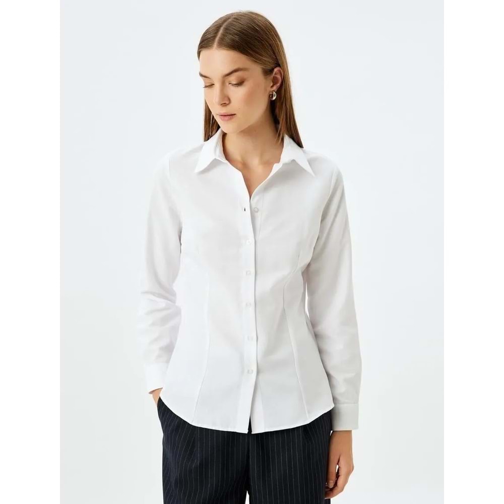 Regular Fit Uzun Kollu Basic Gömlek 5SAK60044UW - KOTON - BEYAZ - 44