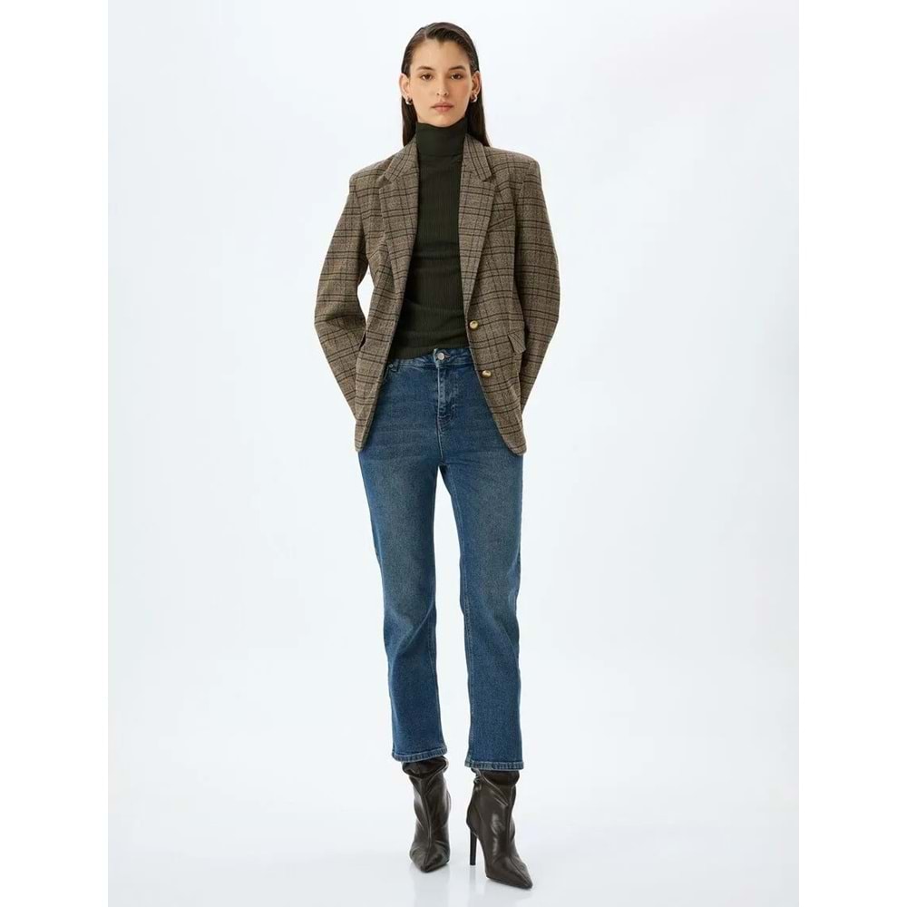 İspanyol Paça Normal Bel Crop Kot Pantolon Dar Kalıp 5SAL40030MD