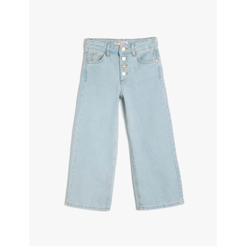 Kız Çocuk Geniş Paça Kot Pantolon 5SKG40016AD - KOTON - AÇIK İNDİGO - 7-8 YAŞ