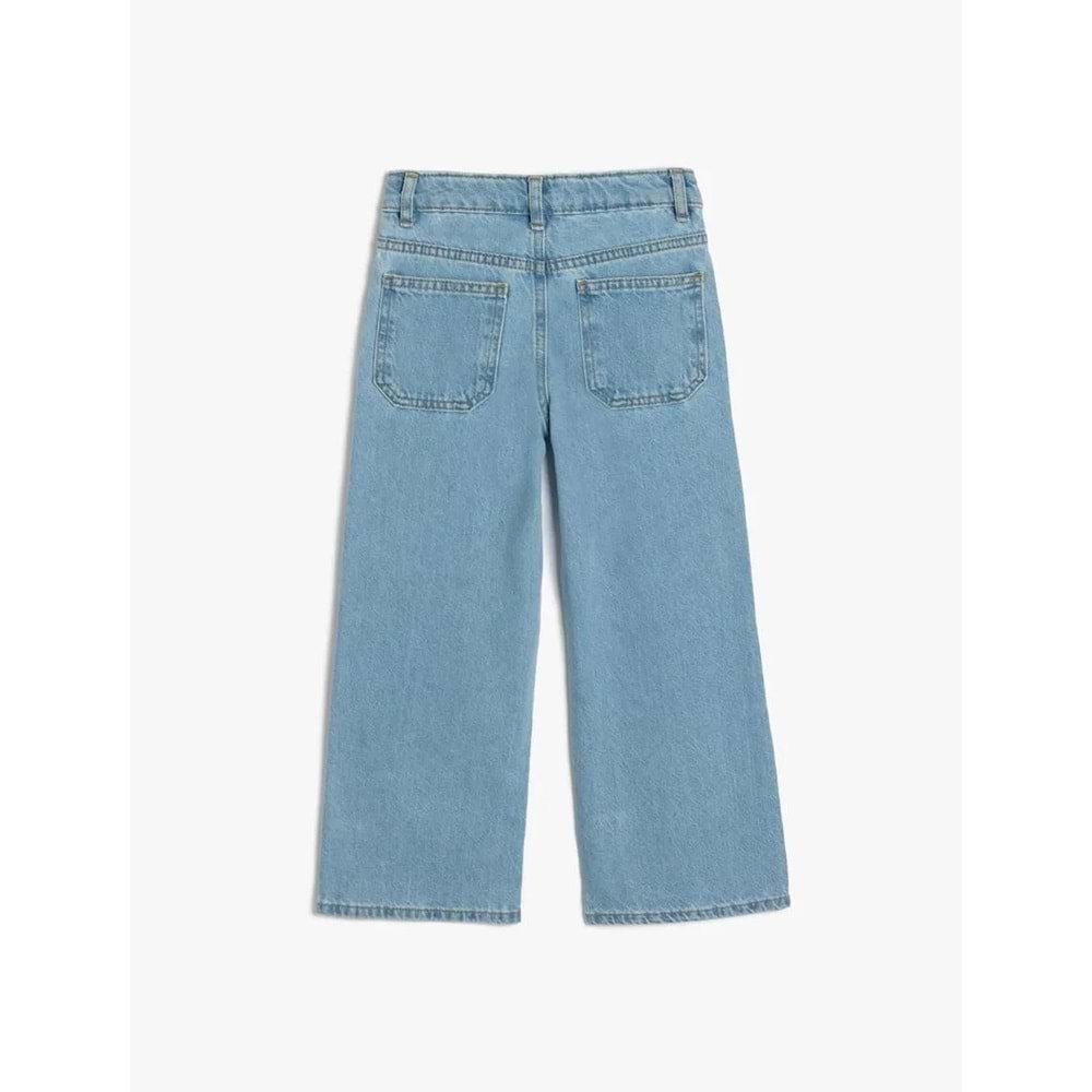 Kız Çocuk Kot Pantolon Geniş Paça 5SKG40019AD - KOTON - ORTA İNDİGO - 5-6 YAŞ