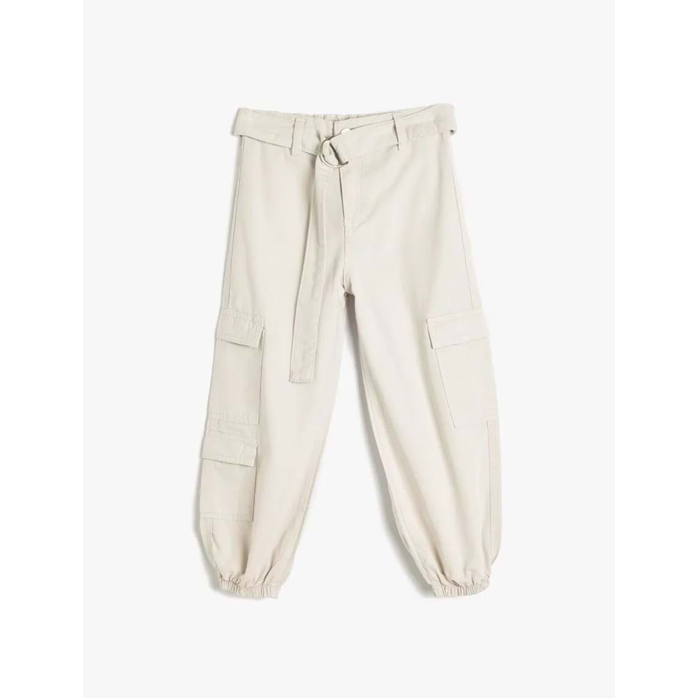 Kız Çocuk Kemer Detaylı Jogger Pantolon 5SKG40030AD - KOTON - GRİ - 9-10 YAŞ