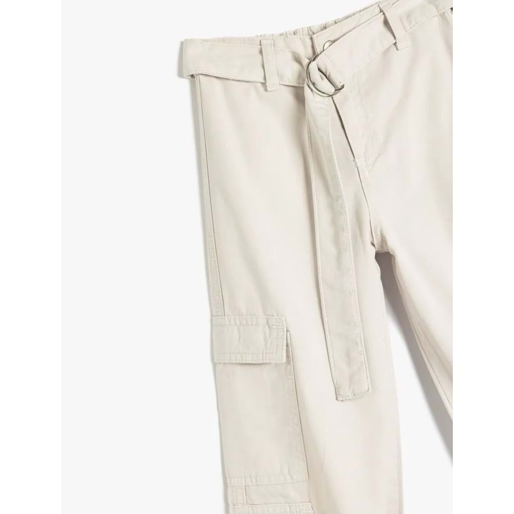 Kız Çocuk Kemer Detaylı Jogger Pantolon 5SKG40030AD - KOTON - GRİ - 5-6 YAŞ