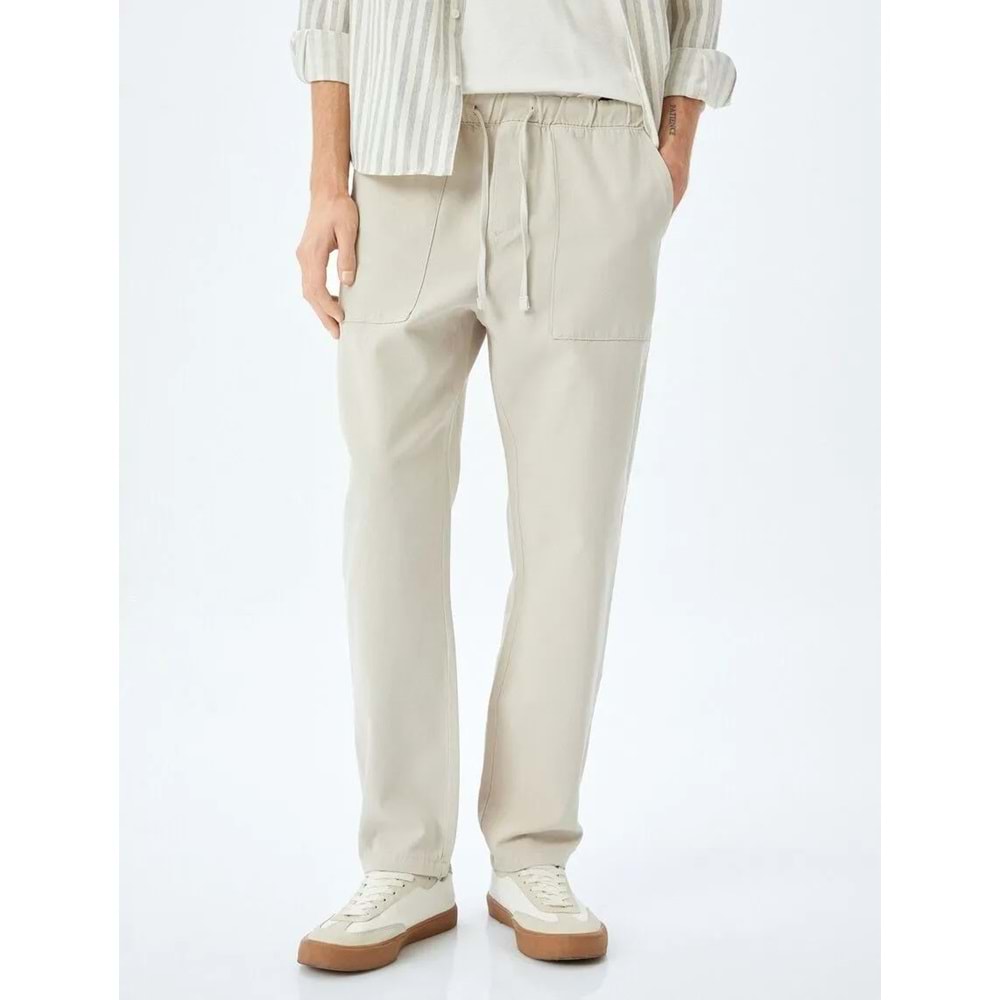 Beli Bağcıklı Cep Detaylı Pamuklu Chino Pantolon 5SAM40023HW