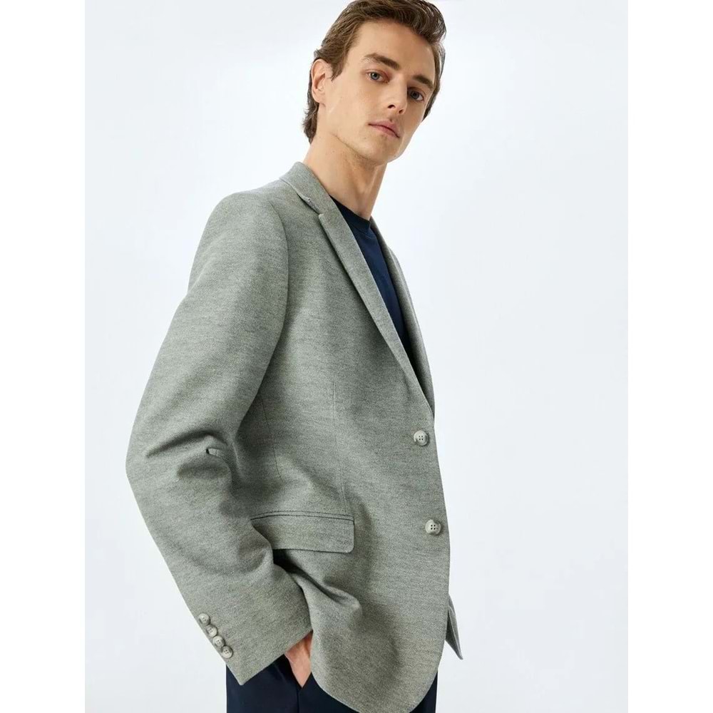 Slim Fit Düğmeli Mono Yaka Klasik Blazer Ceket 5SAM50005HK