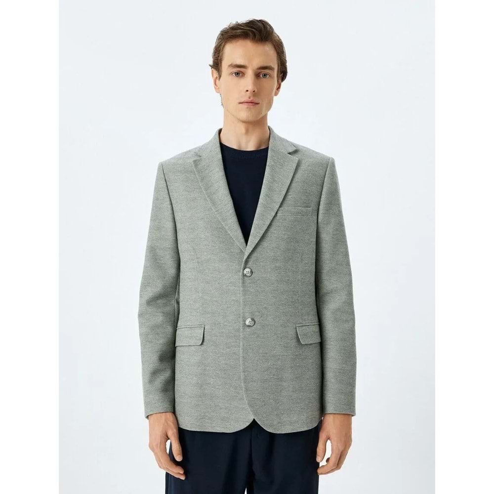 Slim Fit Düğmeli Mono Yaka Klasik Blazer Ceket 5SAM50005HK