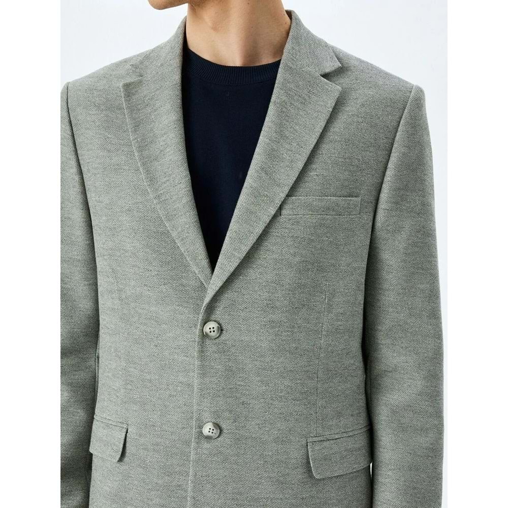 Slim Fit Düğmeli Mono Yaka Klasik Blazer Ceket 5SAM50005HK