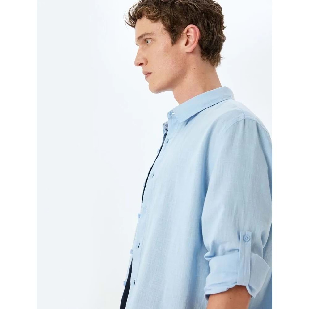 Pamuklu Kol Detaylı Klasik Gömlek 5SAM60020HW