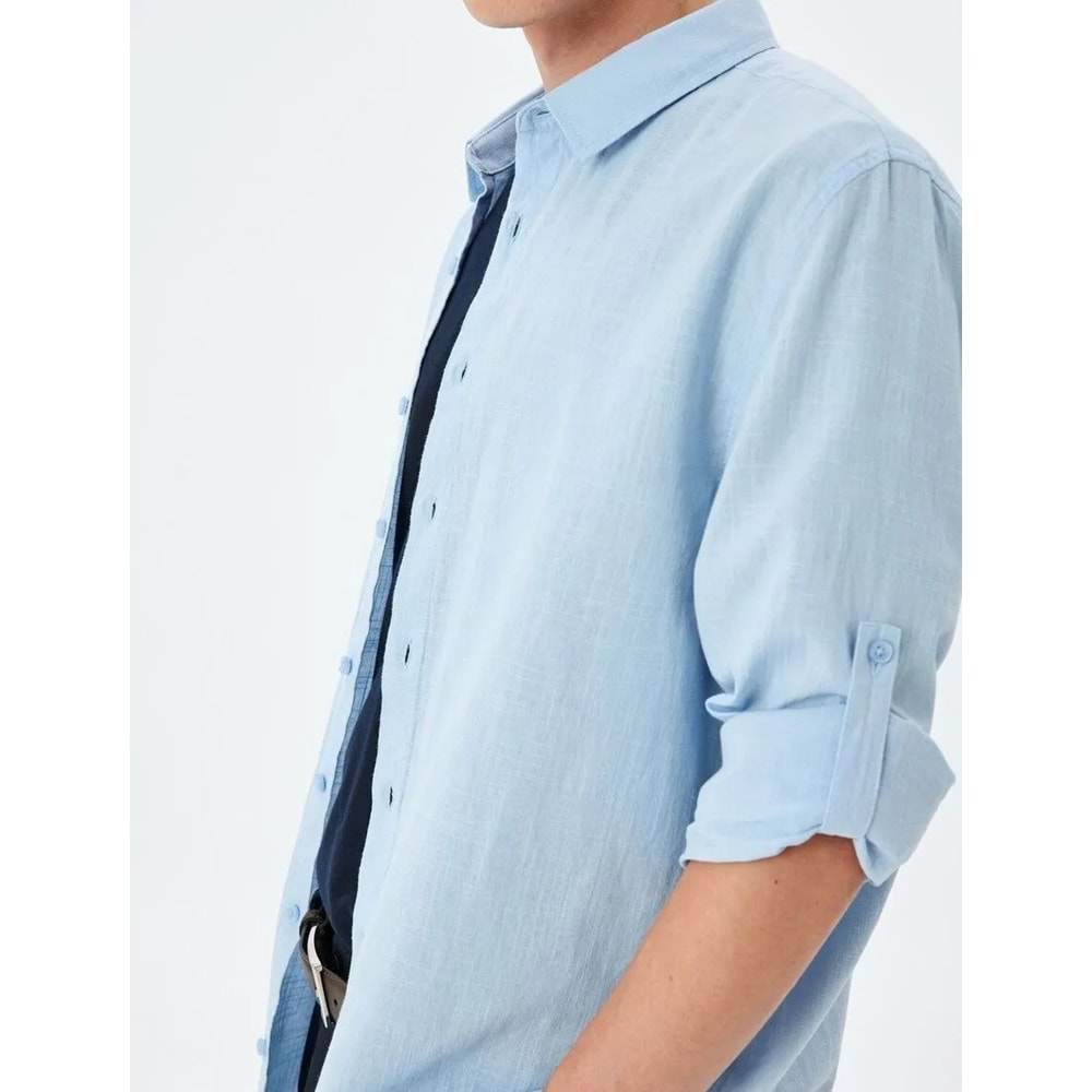 Pamuklu Kol Detaylı Klasik Gömlek 5SAM60020HW