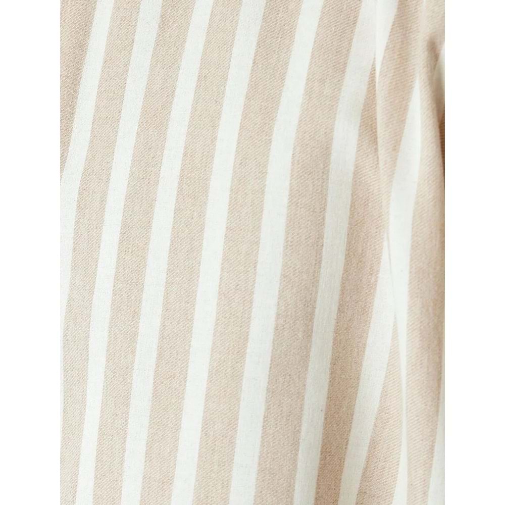 Çizgili Uzun Kollu Düğmeli Yaka Slim Fit Gömlek 5SAM60023HW