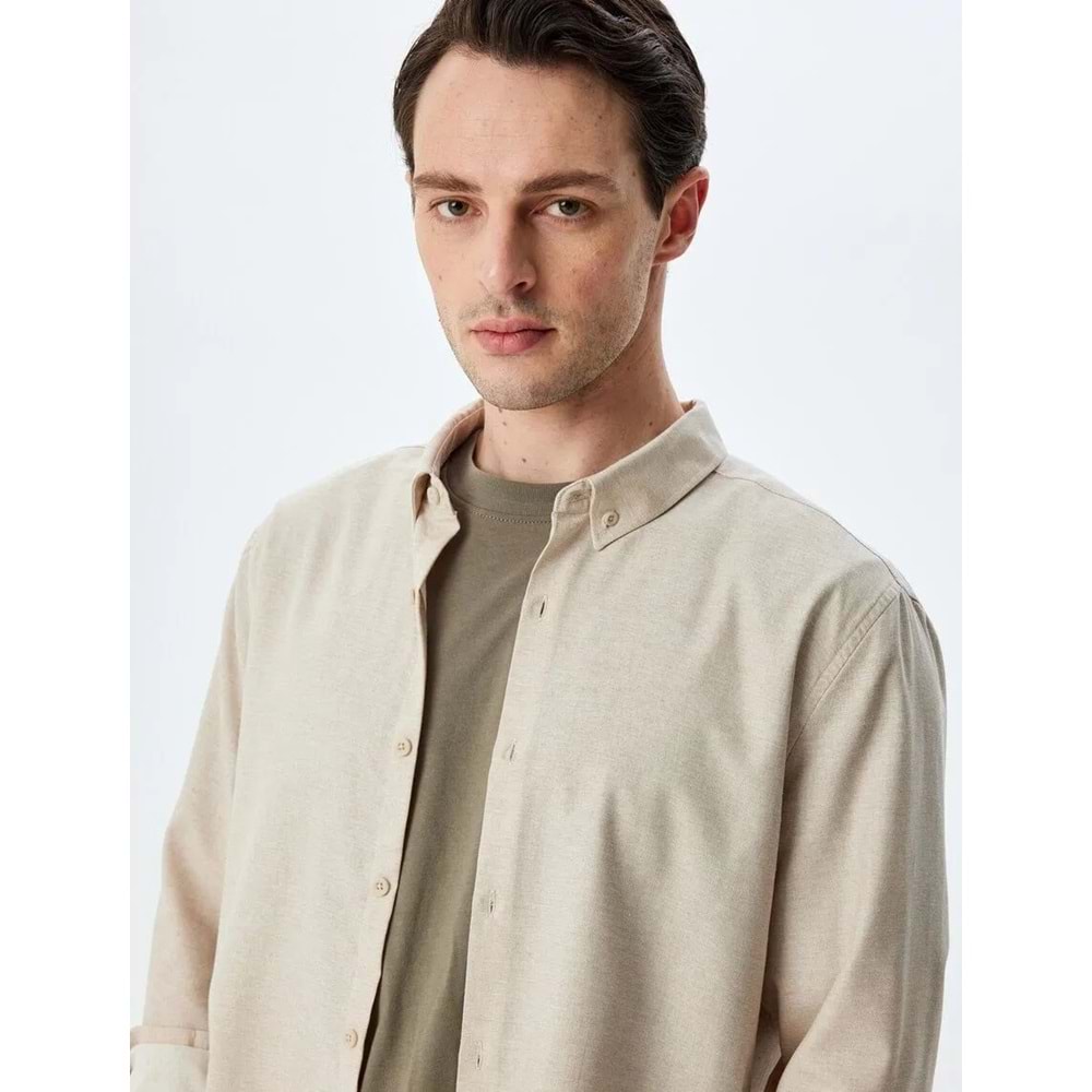 Düğmeli Yaka Klasik Slim Fit Gömlek 5SAM60054HW