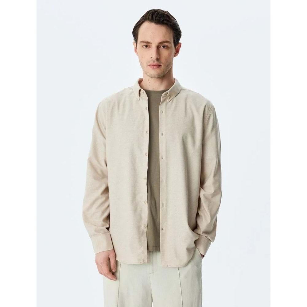 Düğmeli Yaka Klasik Slim Fit Gömlek 5SAM60054HW
