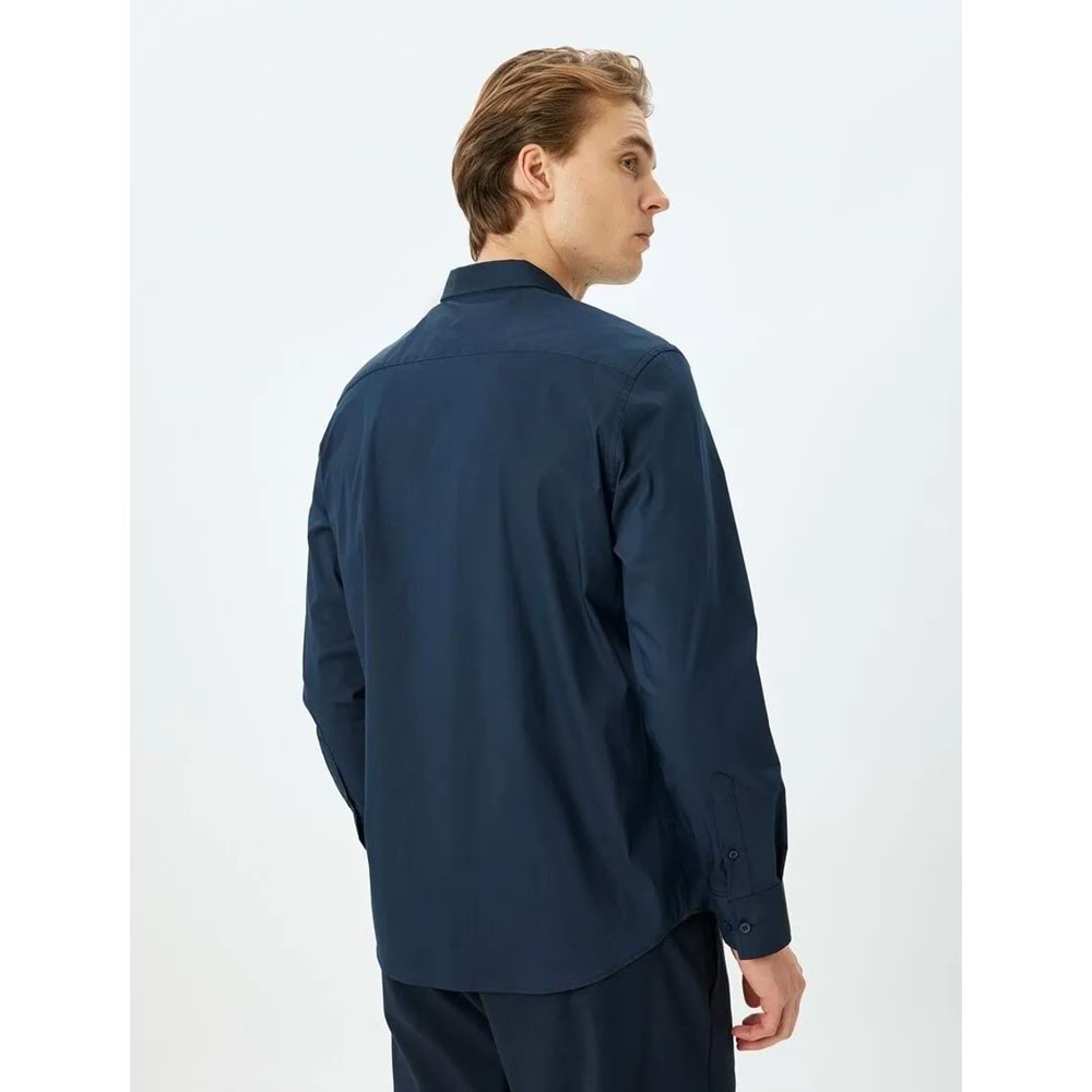 Yarım İtalyan Yaka Uzun Kollu Slim Fit Gömlek 5SAM60055HW