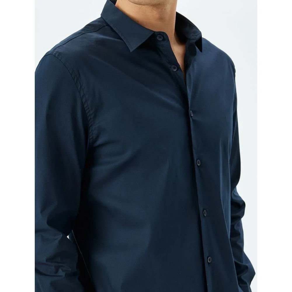 Yarım İtalyan Yaka Uzun Kollu Slim Fit Gömlek 5SAM60055HW