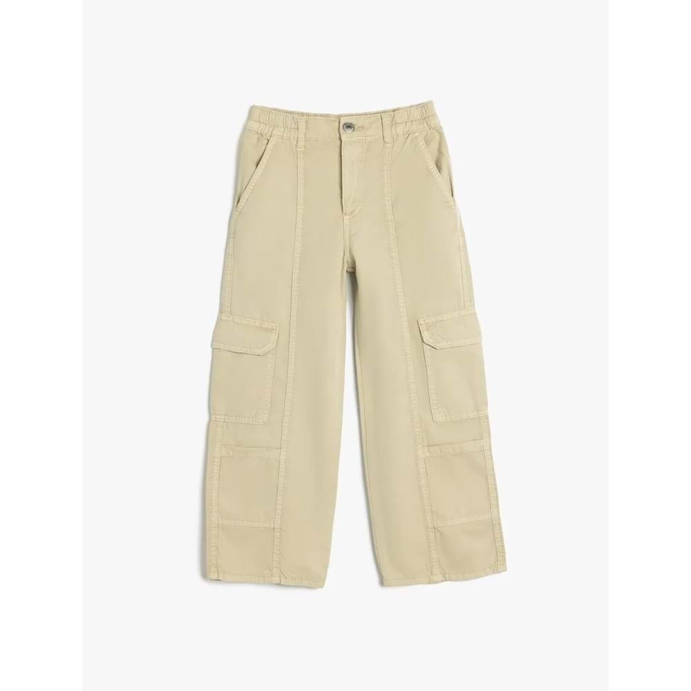 Kız Çocuk Kargo Pantolon 5SKG40051AD - KOTON - BEJ - 5-6 YAŞ
