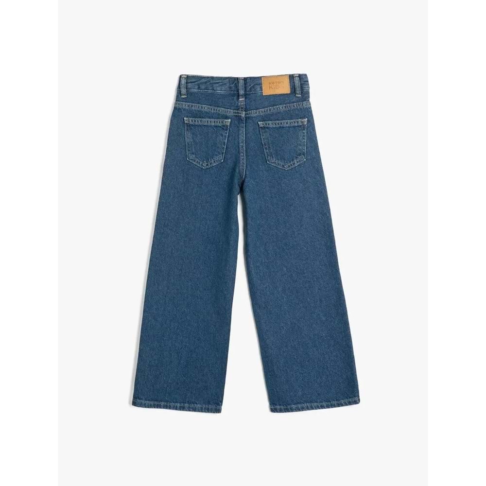 Kız Çocuk Taş Detaylı Kot Pantolon - Wide Leg Jean 5SKG40052AD - KOTON - ORTA İNDİGO - 5-6 YAŞ