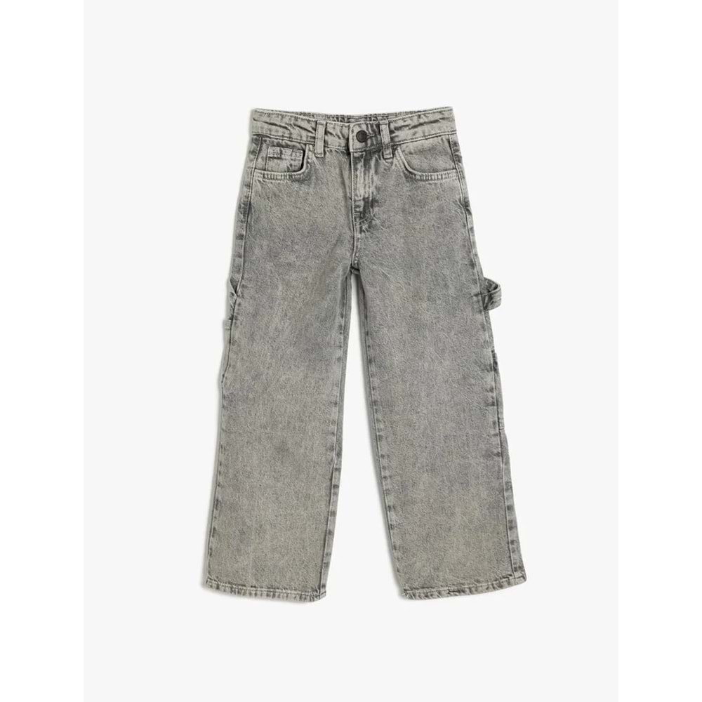 Kız Çocuk Kot Pantolon Geniş Paça 5SKG40056AD - KOTON - GRİ - 6-7 YAŞ