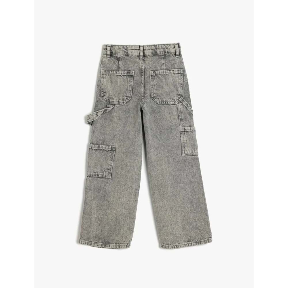 Kız Çocuk Kot Pantolon Geniş Paça 5SKG40056AD - KOTON - GRİ - 6-7 YAŞ