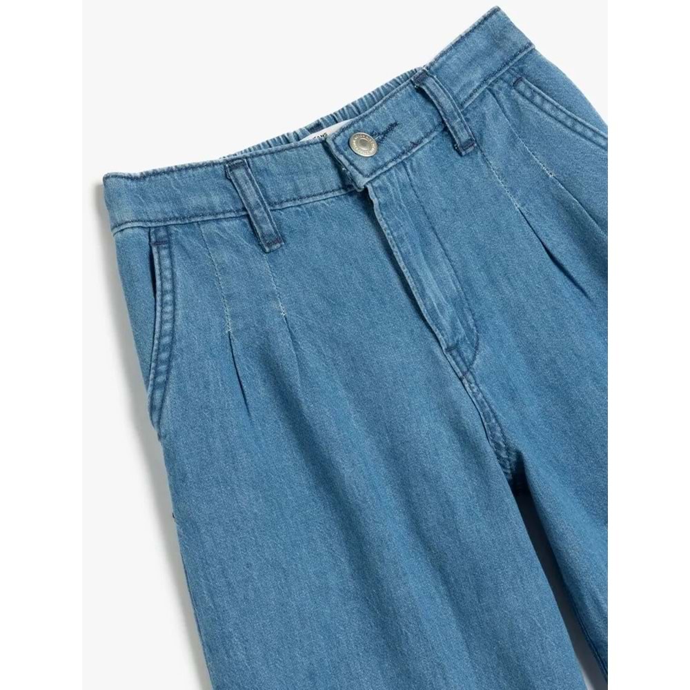 Kız Çocuk Geniş Paça Kot Pantolon 5SKG40060AD - KOTON - ORTA İNDİGO - 5-6 YAŞ