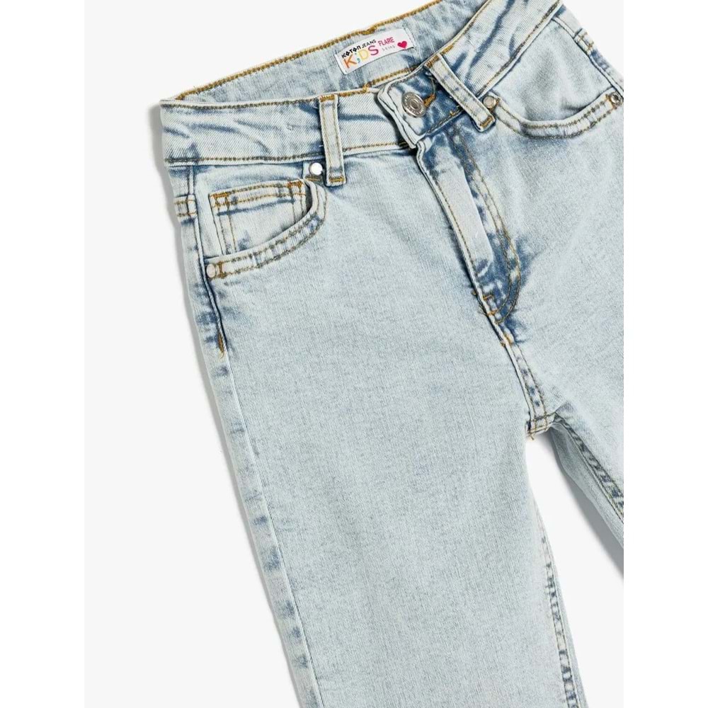Kız Çocuk Slim Fit İspanyol Paça Pantolon 5SKG40062AD - KOTON - AÇIK İNDİGO - 7-8 YAŞ