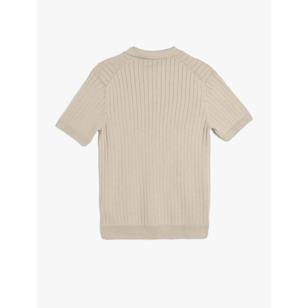 Polo Yaka Pamuklu Dokulu Kısa Kollu Triko Kazak 5SAM70009HT