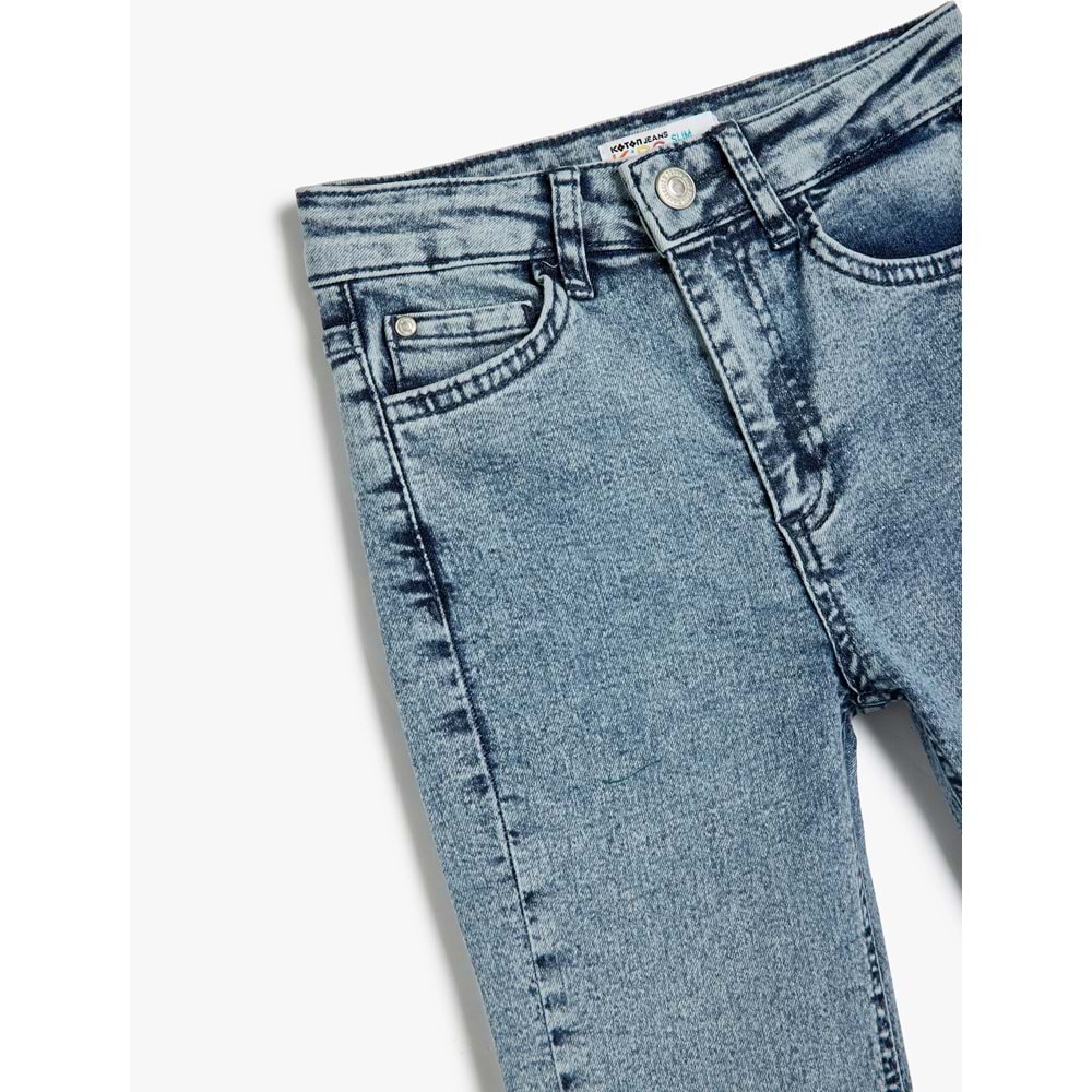 Erkek Çocuk Ayarlanabilir Lastikli Pantolon 5SKB40016TD - KOTON - AÇIK İNDİGO - 11-12 YAŞ